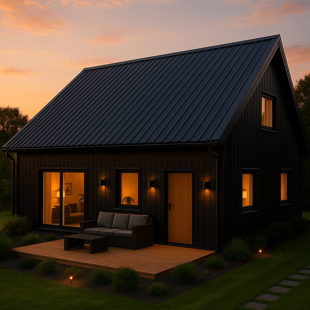 Takbild pannplåt Hus med pannplåt