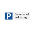 Vit reserverad parkering skylt