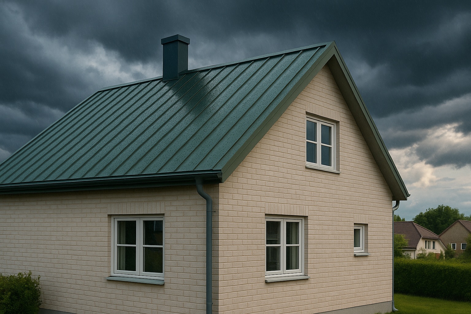 Mossgrön klickplåt regn