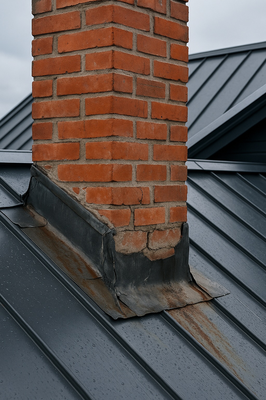 Skorstensbeslag - trasigt Skorstensbeslag - trasigt