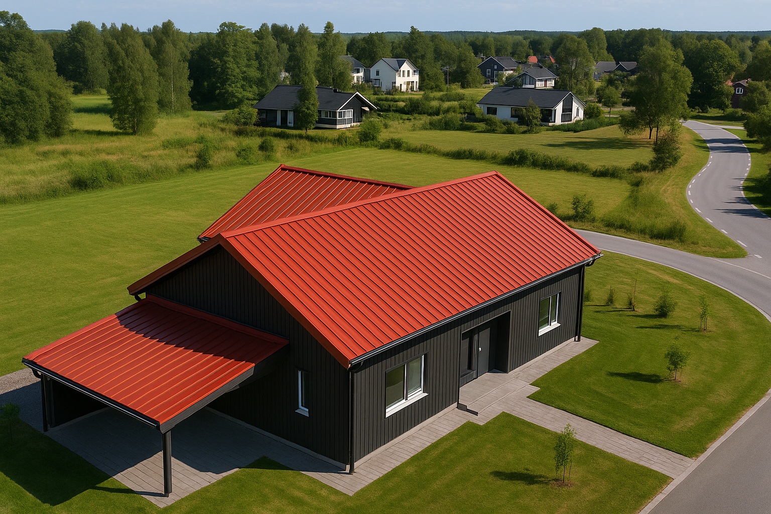 Tak tegelröd villa färdigmonterad Tak tegelröd